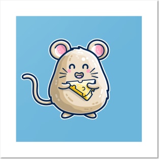 Mouse And Cheese Kawaii Cute Posters and Art